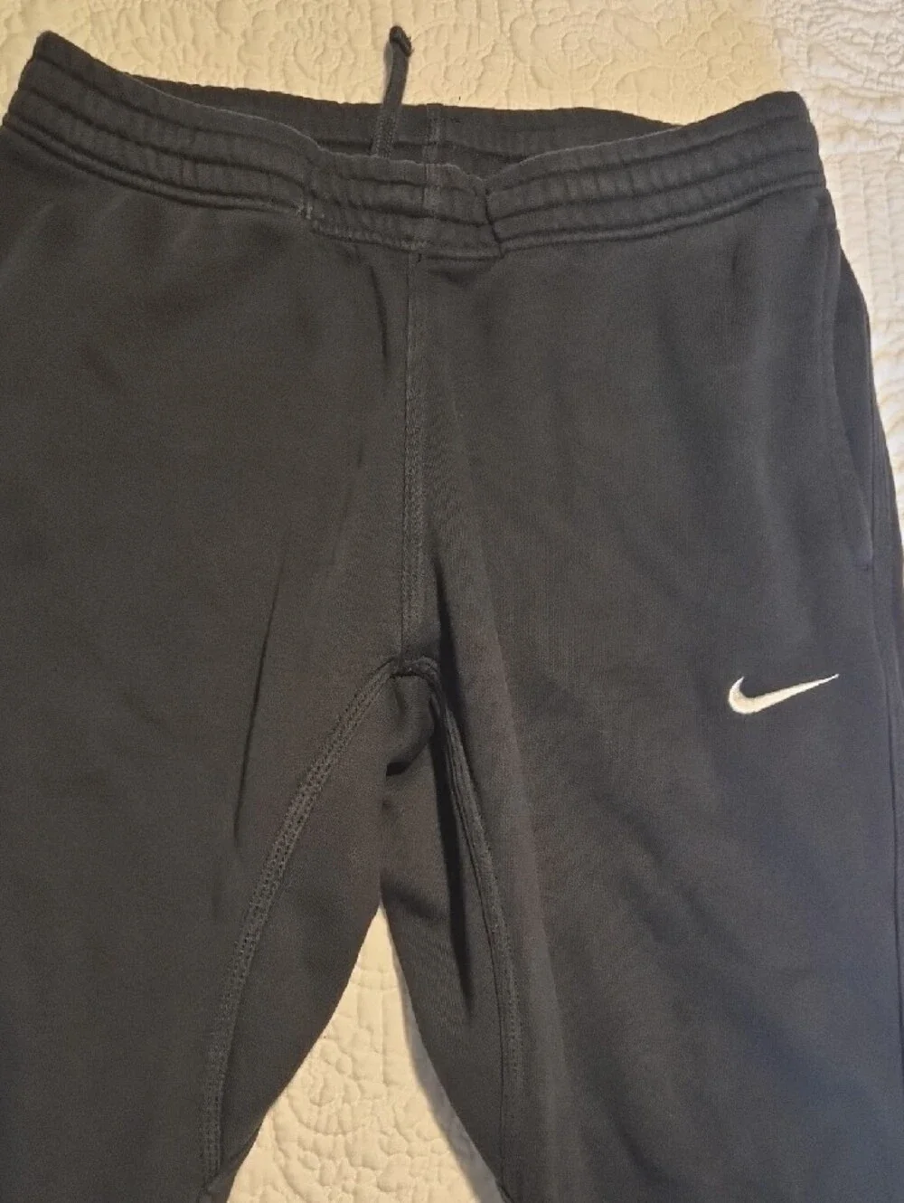 Nike Kids Black Jogger Sweatpants with White Swoosh